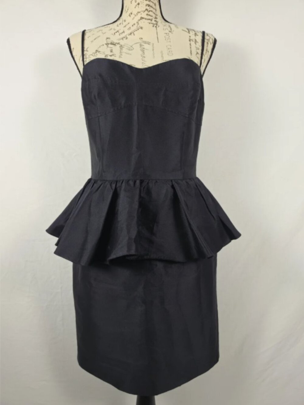 Chloe & Reese Black 100% Silk Peplum Cocktail Dress Size 8